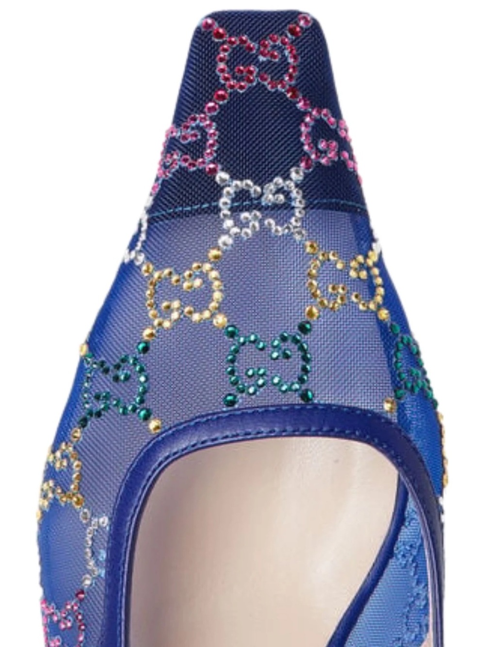Gucci Blue Embellished Women's Pointed Toe Pump
